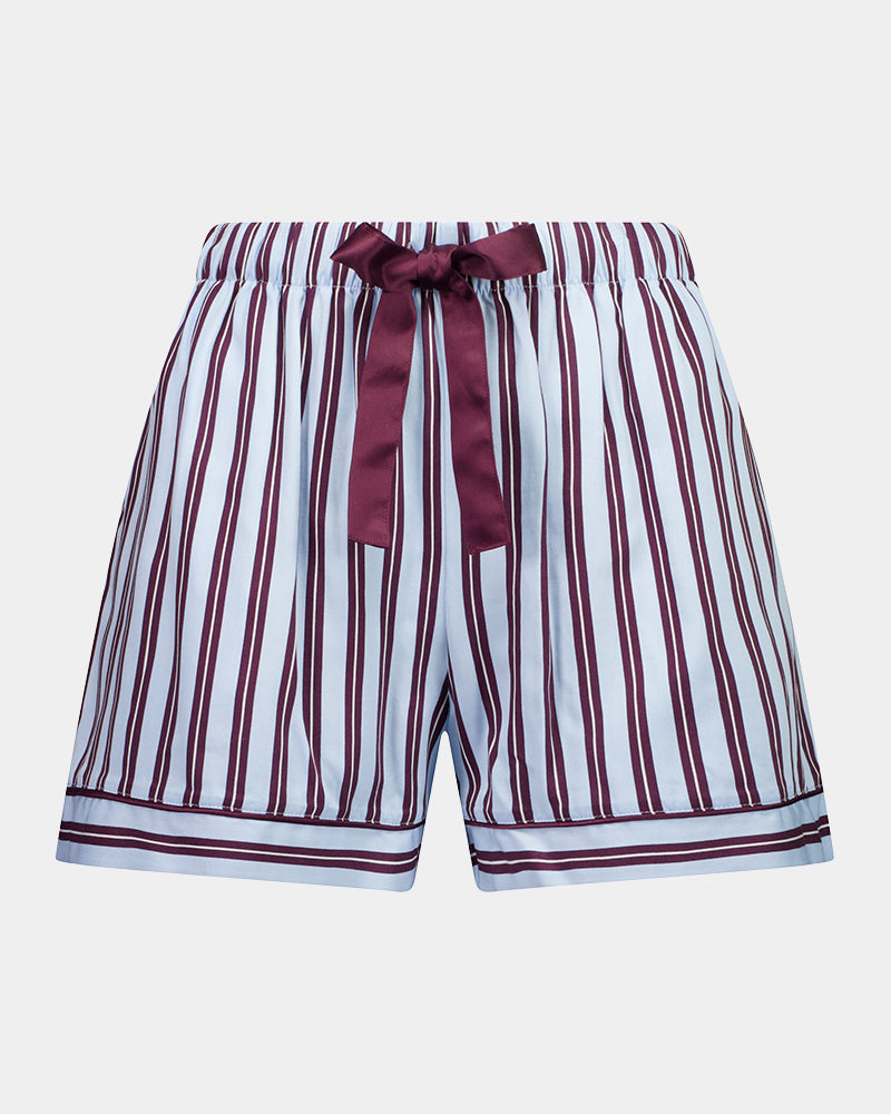 Cabana Stripe Short Pj in COOL BLUE. Flat lay front view