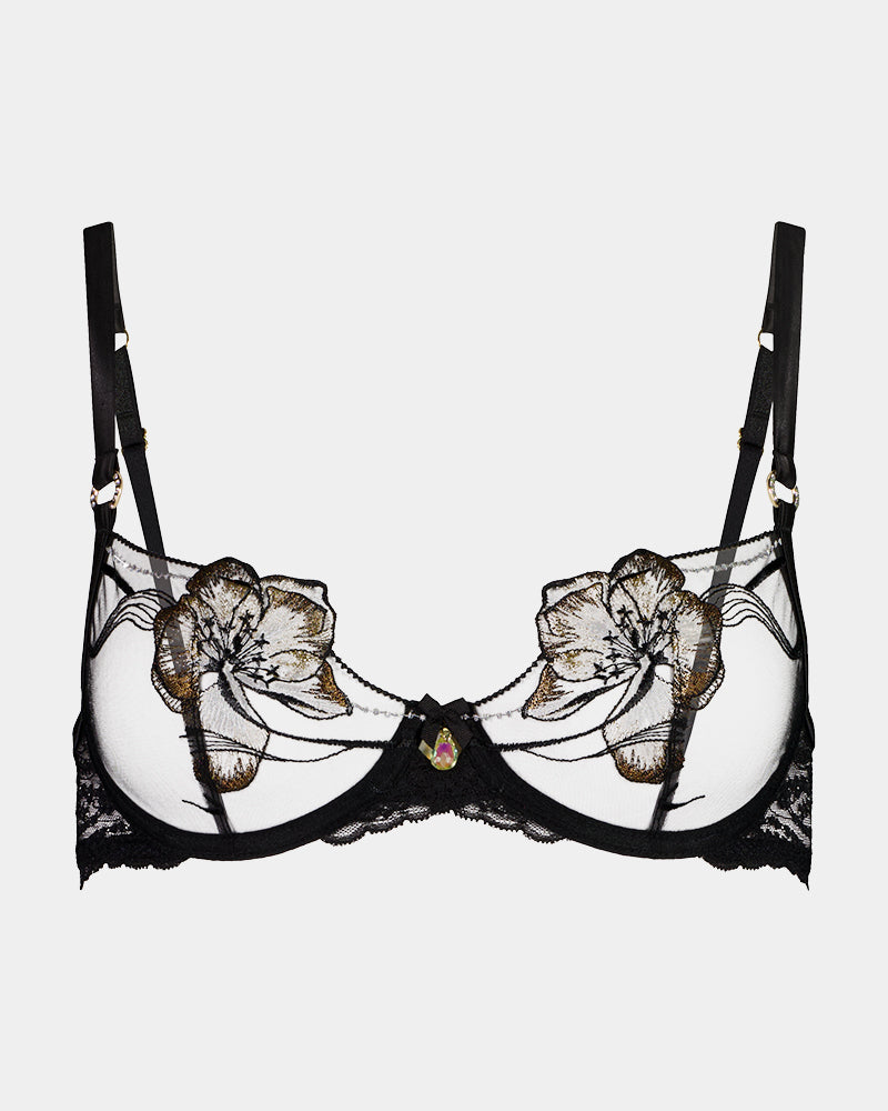 Oasis Glow Underwire Bra in BLACK. Flat lay front view