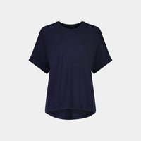 Sleep-Talk Short Sleeve Top in NIGHT SKY. Flat lay front view