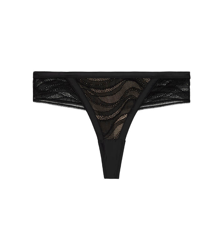 Amelia Thong in BLACK. Flat lay front view