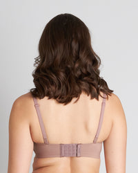 Model wears Comfit Collection Wire Free Bra in MOCHA. On body back view