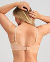 Model wears Lace Sculpt Underwire Bra in LATTE. On body back view