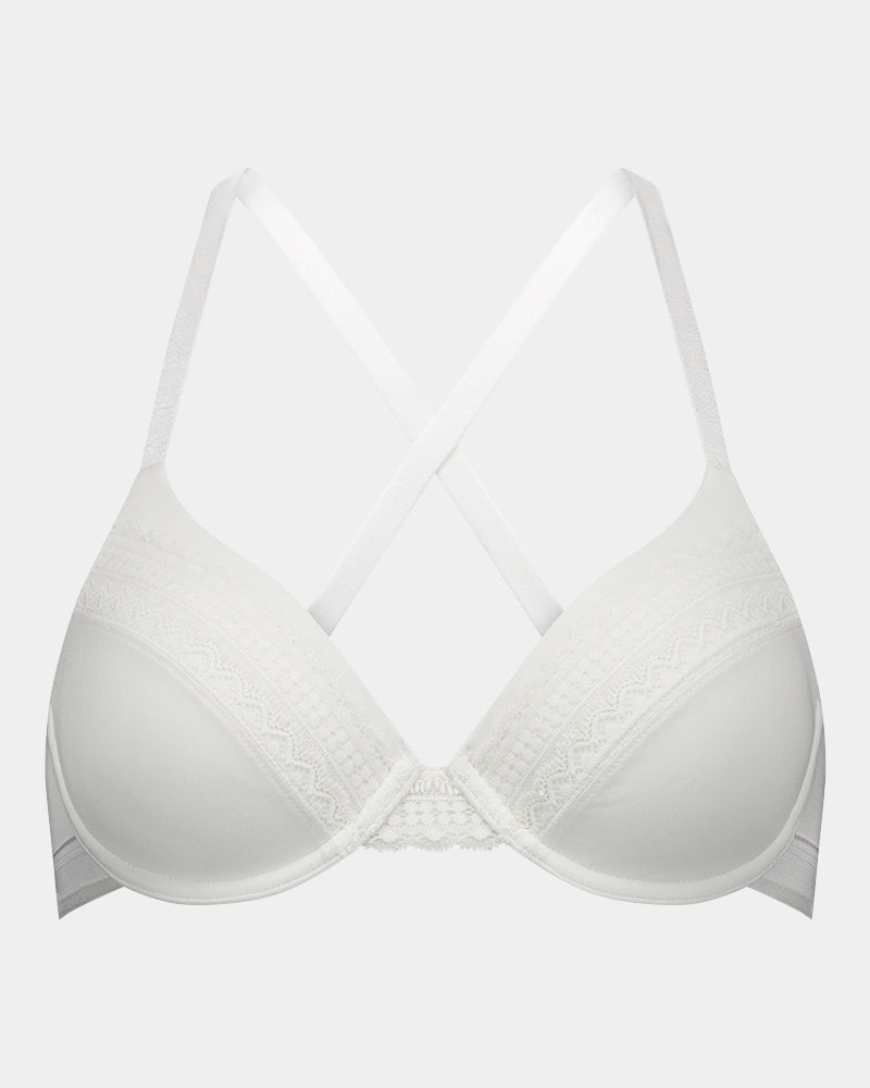 Angelica Contour Bra in WHITE. Flat lay front view