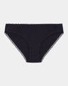 Stretch Cotton Bikini in BLACK. Flat lay front view