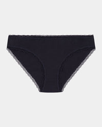 Stretch Cotton Bikini in BLACK. Flat lay front view