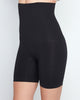 Model wears Bamboo Bodywear High Waisted Shaper Short in BLACK. On body front view
