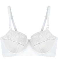 Castaspell Contour Long Line Bra in WHITE. Flat lay front view