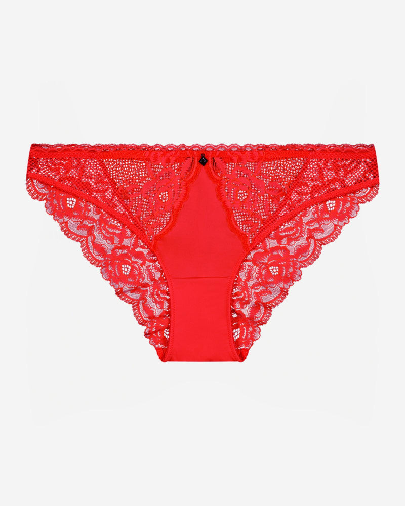 Delightfully So Bikini in SALSA. Flat lay front view