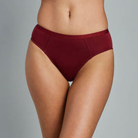 Body Cotton Bikini Twin Pack in RHUBARB/LINEN. Flat lay back view