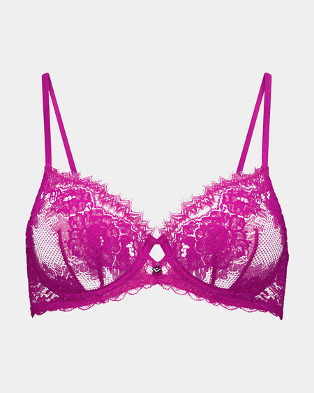 Eva Jean Underwire Bra in FANTASY FUCHSIA. Flat lay front view