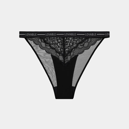 Sundown High Cut Brief in BLACK. Flat lay front view