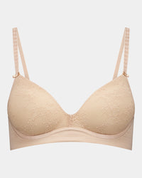 Bendon Body Lace Wire Free Bra in LATTE. Flat lay front view