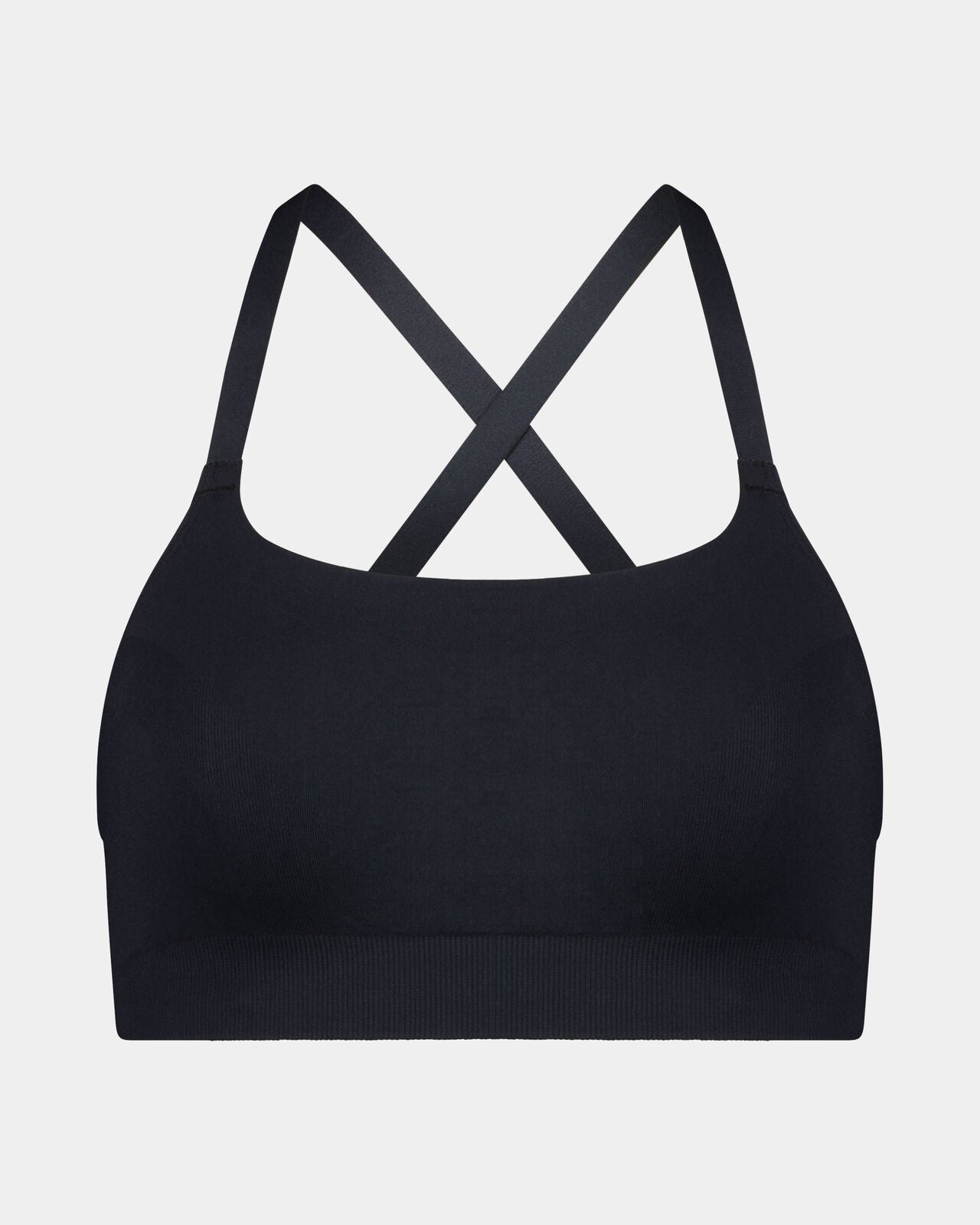 Balance Wire Free Bra in BLACK. Flat lay back view