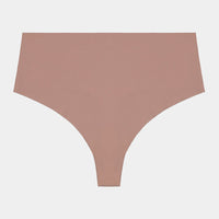 No Show Thong in MOCHA. Flat lay front view