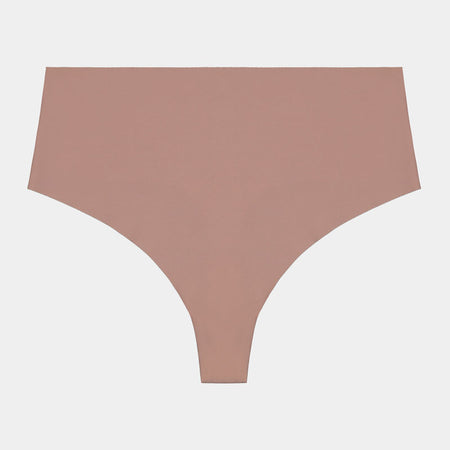 No Show Thong in MOCHA. Flat lay front view