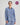 Model wears Cosy Flannel Long Sleeve PJ Top in BLUE CHECK. On body front view