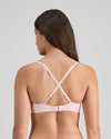 Simply Seamless Wire Free Bra in ICY PINK/WHITE STRIPE. Flat lay back view