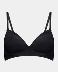 Bendon Body Lace Wire Free Bra in BLACK. Flat lay front view
