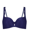Damask Contour Bra in Medieval Blue. Flat lay front view