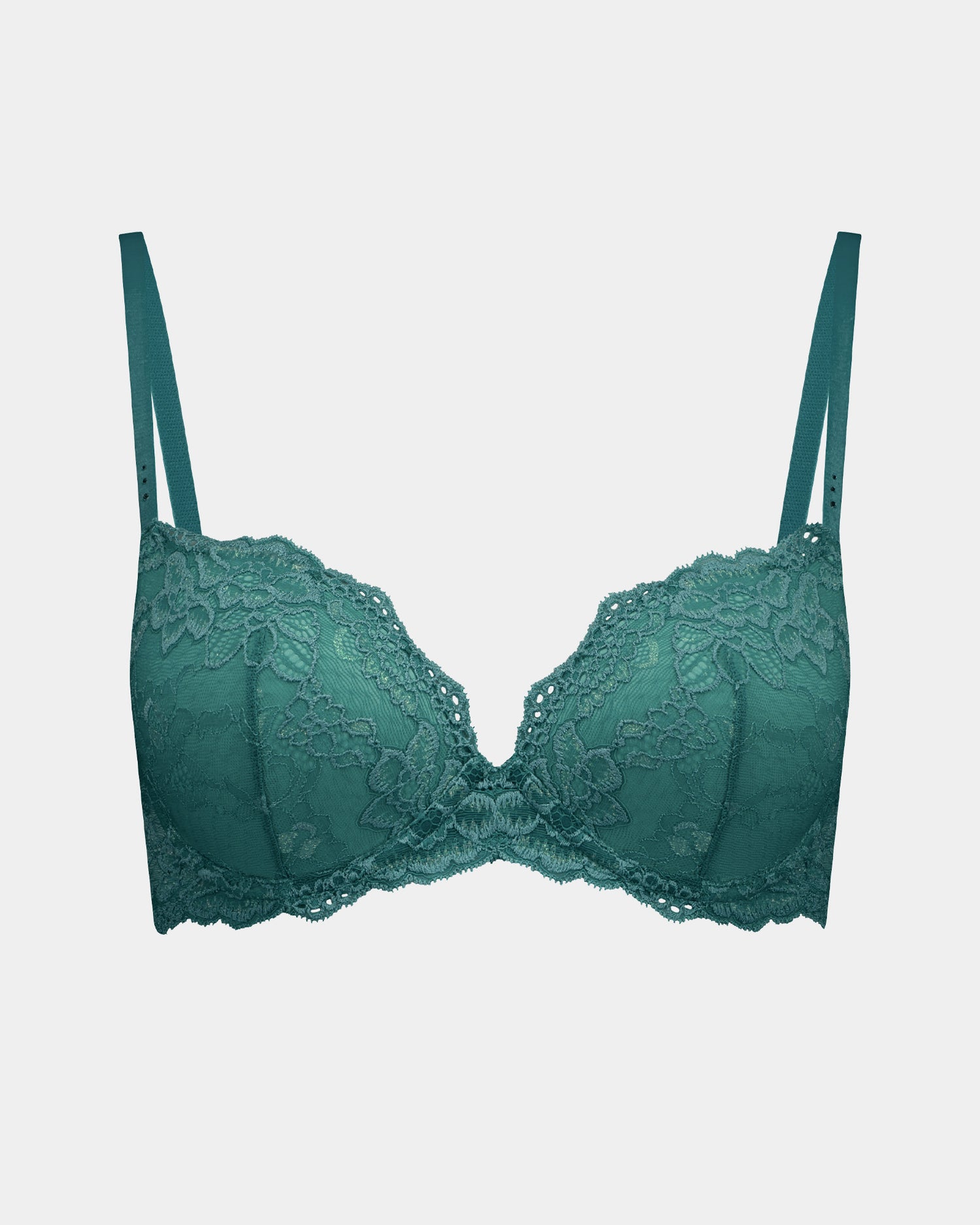 My Fit Lace 200% Boost Push Up Bra in MEDITERRANEA. Flat lay front view