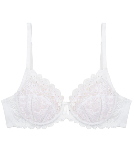 Yvette Lace Underwire Bra in WHITE. Flat lay front view
