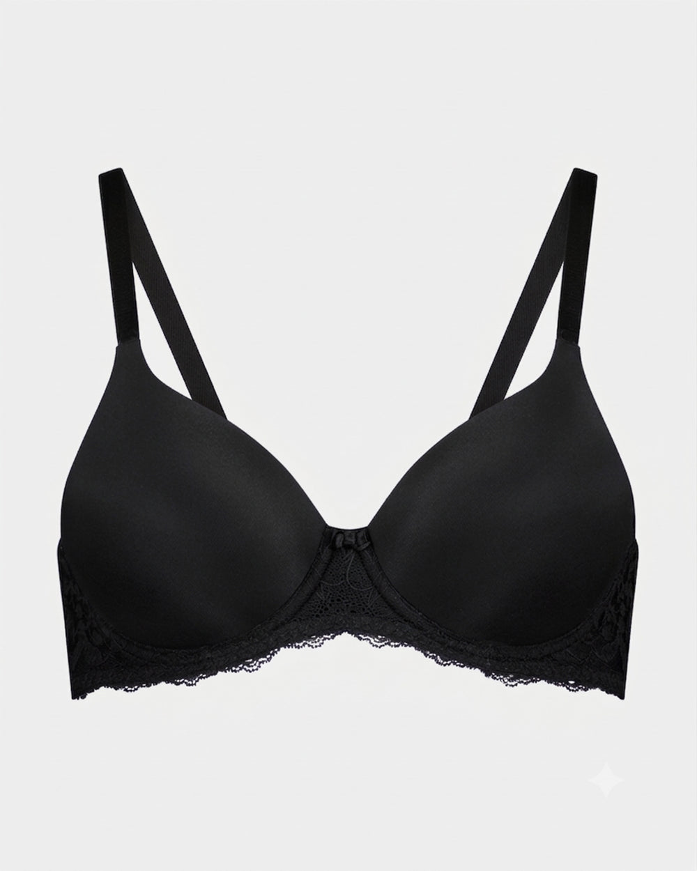 Want To Wear Lace Contour Bra in BLACK. Flat lay front view