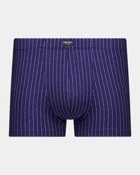 Cotton Stretch Mens Trunk in PEACOAT PINSTRIPE. Flat lay front view