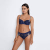 Model wears Zoe Thong in ECLIPSE BLUE/COPEN BLUE. On body front view