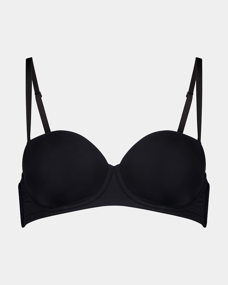 Bendon Essentials Strapless Bra in BLACK. Flat lay front view