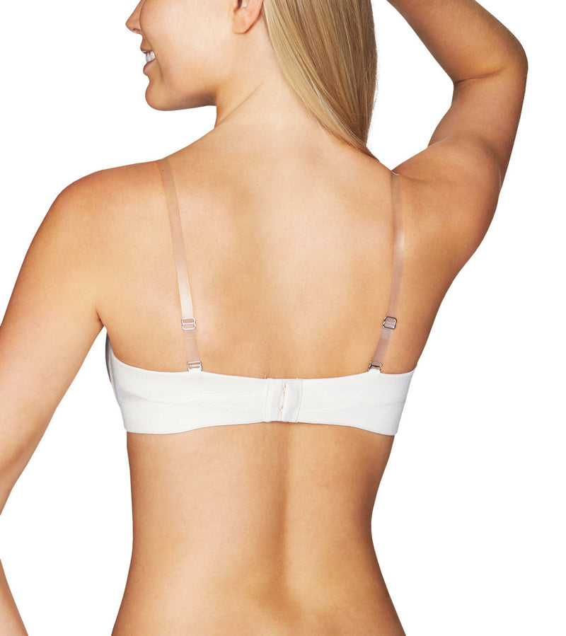 Model wears Clear Straps Bra + Lingerie Solutions in CLEAR. On body back view
