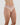 Model wears Cotton And Lace Thong in LATTE. On body side view