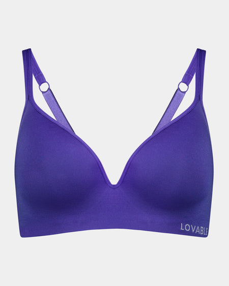 Simply Seamless Contour Bra in NAVY BLUE. Flat lay front view