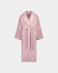 Marbella Robe in PINK MARL STRIPE. Flat lay front view