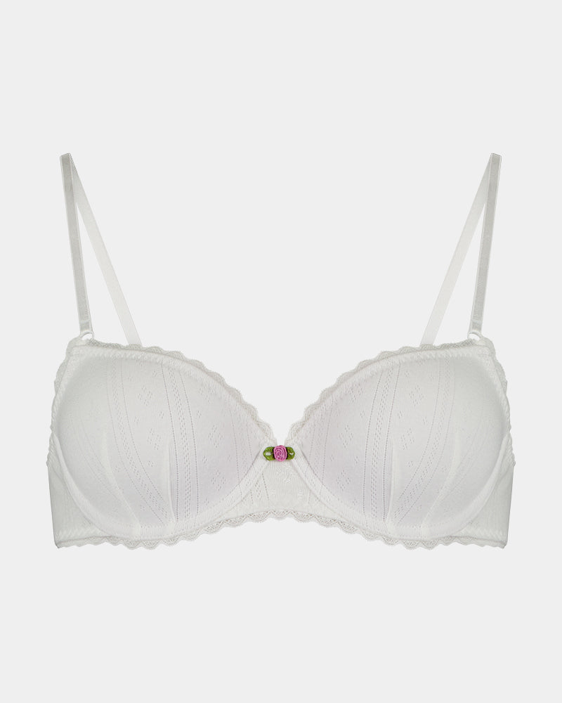 Body Cocoon Contour Bra in WHITE. Flat lay front view