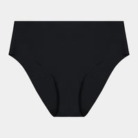 No Show Bikini in BLACK. Flat lay front view