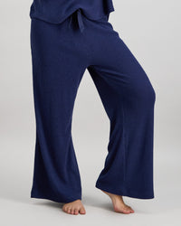 Relaxed Rib Long Pj Pant in NAVY BLAZER. Flat lay back view