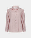 Cosy Flannel Long Sleeve PJ Top in ROSE MINI GINGHAM. Flat lay front view