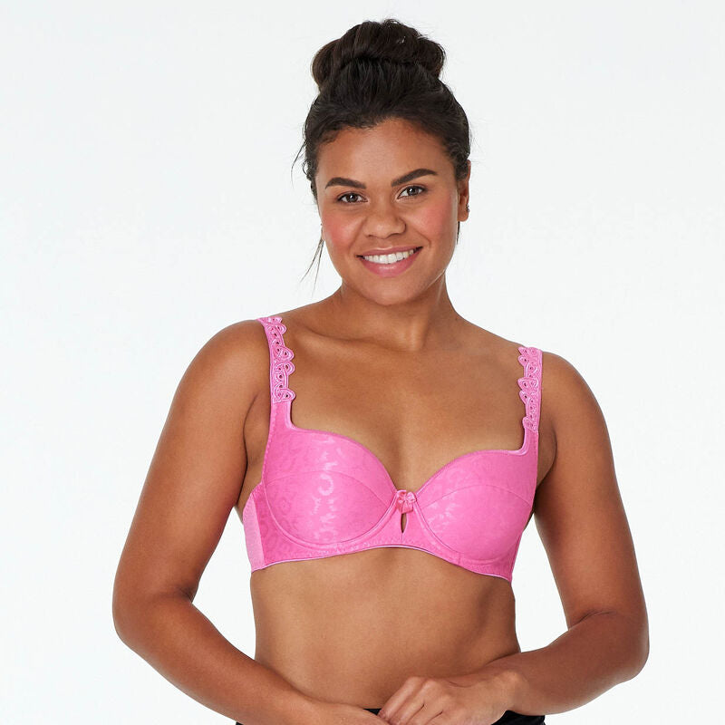 Damask Twin Pack Contour Bra Twin Pack in IBIS ROSE/WHITE. Feature shot