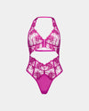 Heritage Bloom Bodysuit in FANTASY FUCHSIA. Flat lay front view