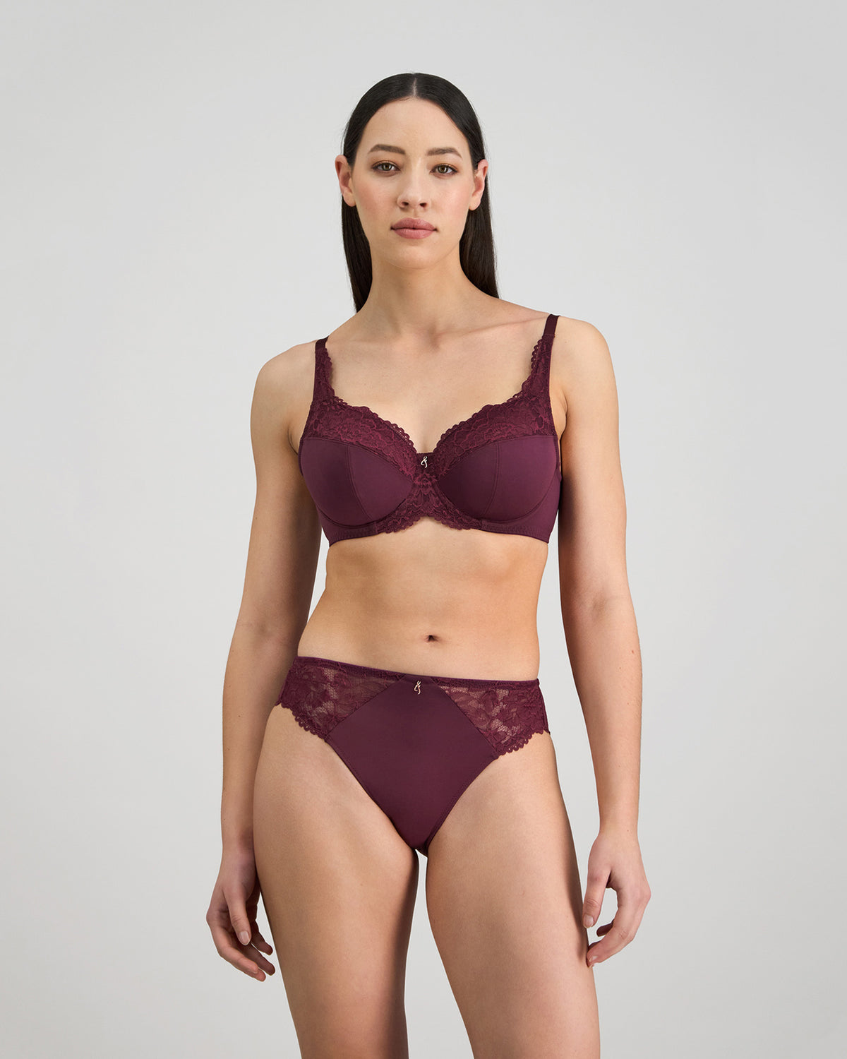 Laurel Underwire Bra in FIG. Flat lay back view