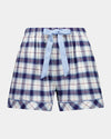 Cosy Flannel Short Pj in NAVY BLAZER. Flat lay front view