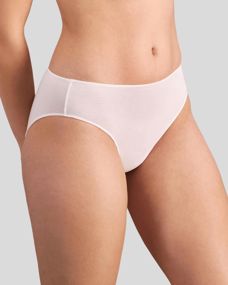 Model wears Au Naturel High Cut Brief in FESTIVAL BLOOM. On body side view