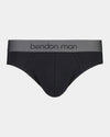 Cotton Low-Rise Mens Brief in BLACK. Flat lay front view