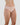 Model wears Cotton And Lace Bikini in LATTE. On body side view