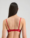 Model wears Lorna Contour Bra in SALSA. On body back view
