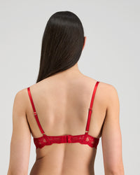 Model wears Lorna Contour Bra in SALSA. On body back view