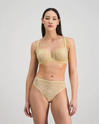 Elevate Underwire Bra in LEMON MERINGUE. Flat lay back view