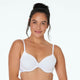 Model wears Body Cotton Contour Bra in WHITE. On body front view
