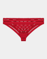 Morning Lola Thong in JESTER RED. Flat lay front view