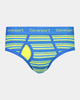 Essentials Shade Mens Brief in LIME/FAIENCE STRIPE. Flat lay front view